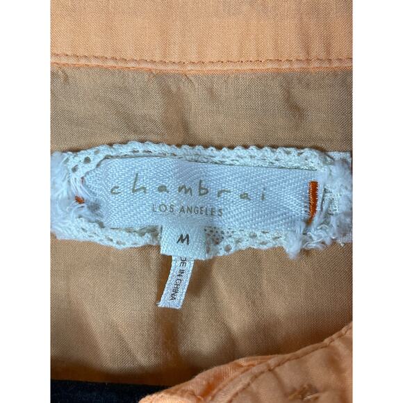 Chambrai Women's Orange Flowy Button Up Top Size M - Picture 11 of 11